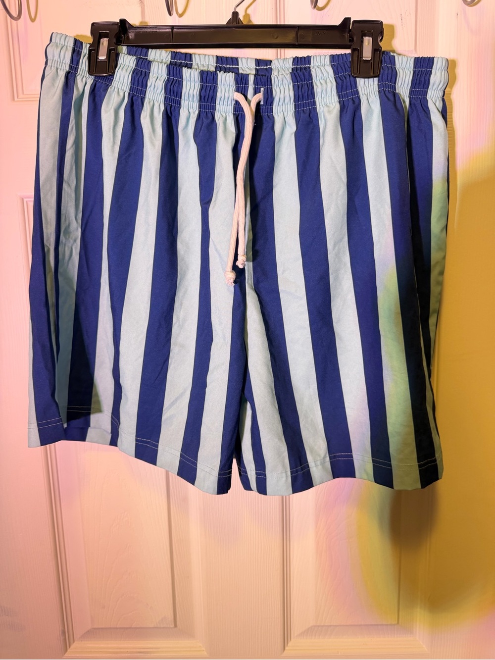 Men's Blue Striped Swim Shorts - Classic Navy & Light Blue